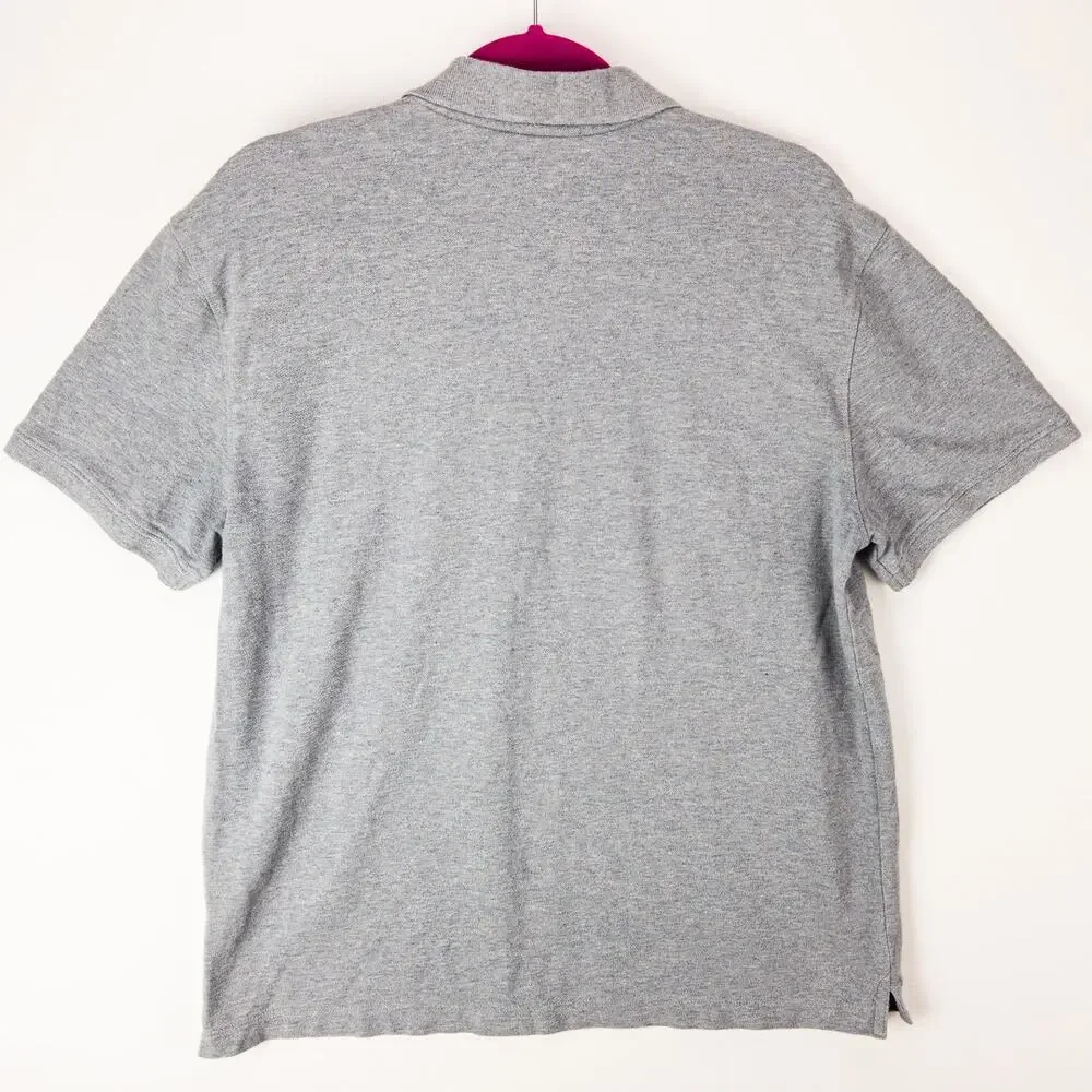 Banana Republic Men's Large Organic Cotton Pique Polo Shirt Gray Short Sleeve